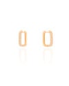 Brinco Argola Click Retangular Cravejado Cristal 1.8 cm Banhado a Ouro 18K