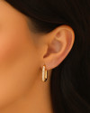 Brinco Argola Click Retangular Cravejado Cristal 2.0 cm Banhado a Ouro 18K