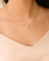 Conjunto Laço Corações Cristal Banhado a Ouro 18K