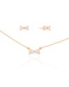 Conjunto Laço Corações Cristal Banhado a Ouro 18K