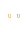 Brinco Infantil Argola Retangular 1.1 cm Banhado a Ouro 18K