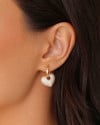 Brinco Argola Click Coração Cravejado Cristal 2.2 cm Banhado a Ouro 18K