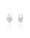 Brinco Argola Click Coração Cravejado Cristal 2.2 cm Ródio Branco