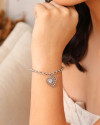 Pulseira Elos Coração Tela Cristal Ródio Branco