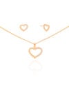 Conjunto Coração Bolinhas Cravejado Cristal Banhado a Ouro 18K