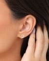 Conjunto Coração Bolinhas Cravejado Cristal Banhado a Ouro 18K