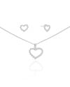 Conjunto Coração Bolinhas Cravejado Cristal Ródio Branco