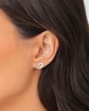 Conjunto Coração Bolinhas Cravejado Cristal Ródio Branco