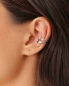 Piercing Coração Duplo Liso e Cristal Ródio Branco