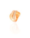 Anel Entrelaçado Detalhes Cravejado Cristal Tamanho 21 Banhado a Ouro 18K