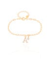 Pulseira Elos Letra A Cravejado Cristal Banhado a Ouro 18K