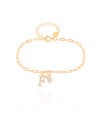 Pulseira Elos Letra F Cravejado Cristal Banhado a Ouro 18K