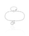 Pulseira Elos Letra G Cravejado Cristal Ródio Branco