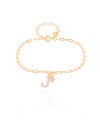 Pulseira Elos Letra J Cravejado Cristal Banhado a Ouro 18K