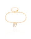 Pulseira Elos Letra K Cravejado Cristal Banhado a Ouro 18K
