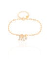 Pulseira Elos Letra M Cravejado Cristal Banhado a Ouro 18K