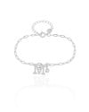 Pulseira Elos Letra M Cravejado Cristal Ródio Branco