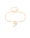 Pulseira Elos Letra R Cravejado Cristal Banhado a Ouro 18K