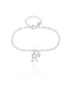 Pulseira Elos Letra R Cravejado Cristal Ródio Branco