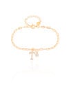 Pulseira Elos Letra T Cravejado Cristal Banhado a Ouro 18K
