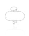 Pulseira Elos Letra V Cravejado Cristal Ródio Branco