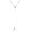 Gargantilha Gravata Bolinhas Cruz Cravejado Cristal Ródio Branco - 45 cm
