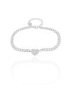 Pulseira Grumet Coração Cravejado Cristal Ródio Branco