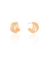 Brinco Argola Filetes Lisos e Cravejados Cristal 1.9 cm Banhado a Ouro 18K