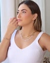 Brinco Argola Lisa Cristal  2.6 cm Banhado a Ouro 18K