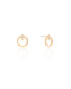 Brinco Círculo Oval Cravejado Cristal 1.4 cm Banhado a Ouro 18K