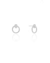 Brinco Círculo Oval Cravejado Cristal 1.4 cm Ródio Branco