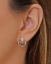 Brinco Círculo Oval Cravejado Cristal 1.4 cm Ródio Branco