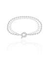 Pulseira Dupla Plaquinhas Elos Ródio Branco