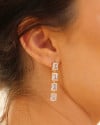 Brinco Baguetes Cristal 4.0 cm Banhado a Ouro 18K