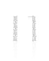 Brinco Baguetes Cristal 4.0 cm Ródio Branco
