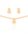 Conjunto Malha Fita Coração Cravejado Cristal Banhado a Ouro 18K