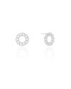 Brinco Redondo Elos Pontos de Luz Cristal 1.5 cm Ródio Branco