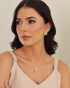 Gargantilha Veneziana Redondo Ponto de Luz Cristal Banhado a Ouro 18K - 45 cm