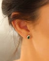 Conjunto Gota Esmeralda Cravejado Cristal Banhado a Ouro 18K