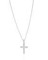Gargantilha Veneziana Cruz Cravejada Cristal Ródio Branco - 45 cm
