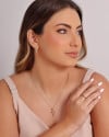Brinco Argola Quadrada Baguetes Cristal 1.8 cm Banhado a Ouro 18K