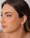 Brinco Argola Quadrada Baguetes Cristal 1.8 cm Banhado a Ouro 18K