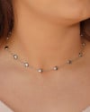 Choker Elos Bolas Achatadas Ródio Branco