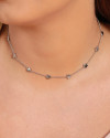 Choker Elos Estrelas Lisas Ródio Branco