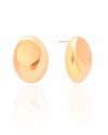 Brinco Oval Liso 3.1 cm Banhado a Ouro 18K
