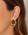 Brinco Oval Liso 3.1 cm Banhado a Ouro 18K