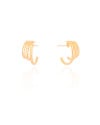 Brinco Meia Argola Filetes Lisos 1.8 cm Banhado a Ouro 18K