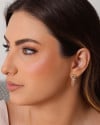 Base de Brincos Redonda Baguetes Cristal Banhado a Ouro 18K