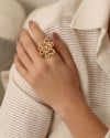 Anel Ajustável Flor Entrelaçada Tamanho G Banhado a Ouro 18K