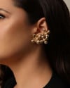 Ear Cuff Flores Pérolas 5.2 cm Banhado a Ouro 18K